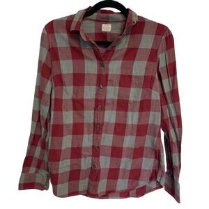 The Perfect Shirt J.Crew Women's Red Gray Flannel Cotton Long Sleeve Button Up